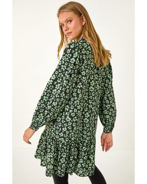 Roman Ditsy Floral Button Detail Shirt Dress - Green