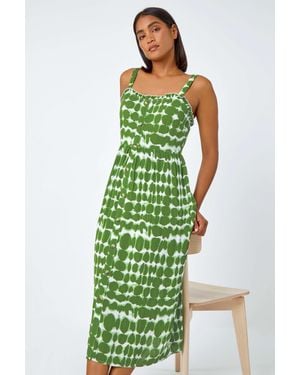 Roman Tie Dye Spot Print Midi Sundress - Green