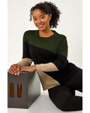 Roman Petite Colour Block Stripe Knit Jumper - Black