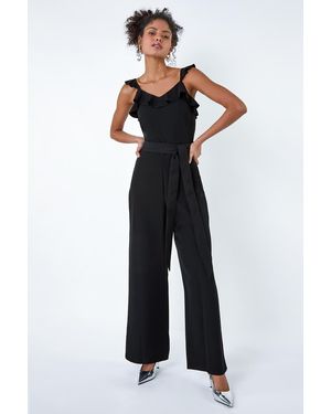 D.u.s.k Frill Detail Wide Leg Jumpsuit - Black