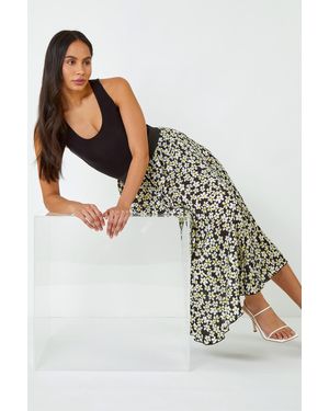 D.u.s.k Daisy Floral Elastic Waist Pleated Skirt - Black