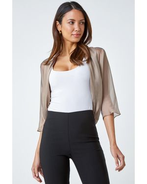 Roman Ruched Hem Chiffon Bolero - Metallic