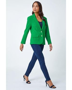 Roman Petite Textured Stretch Blazer - Green