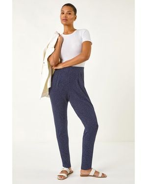 Roman Spot Print Harem Trouser - Blue