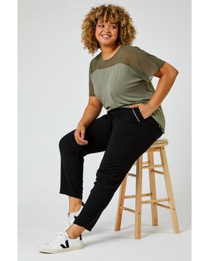Roman Curve 27" Elastic Tie Front Cropped Joggers - Black