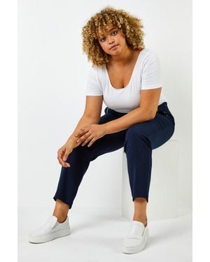 Roman Curve 27" Elastic Tie Front Cropped Joggers - Blue