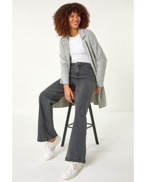 Roman Revere Collared Knit Cardigan - Grey