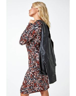 D.u.s.k Animal Print Ruched Stretch Dress - Natural