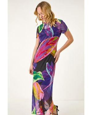 D.u.s.k Abstract Print Mesh Maxi Dress - Purple