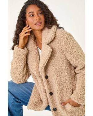 D.u.s.k Textured Borg Pocket Short Coat - Brown