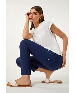 Roman Turn Up Stretch Cargo Trousers - Blue