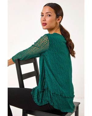 Roman Burnout Double Asymmetric Hem Top - Green