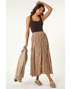 Roman Crinkle Textured Skirt - Natural