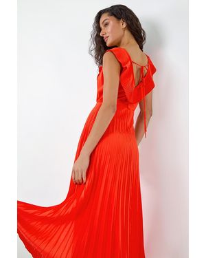 D.u.s.k Pleated Tie Back Midi Dress - Red