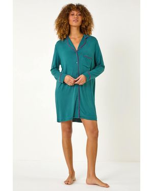 Roman Revere Collar Stretch Nightshirt - Blue