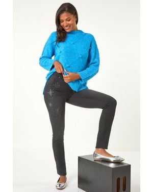 Roman Shimmer Hotfix & Stud Detail Jegging - Blue