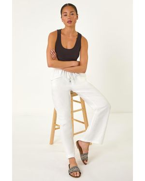 Roman Petite Textured Pocket Trouser - Natural