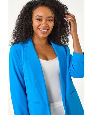 Roman Petite Revere Collar Stretch Blazer - Blue