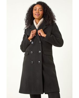 Roman Petite Double Breasted Coat - Black