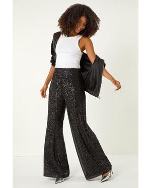 D.u.s.k Embellished Sequin Elastic Waist Trouser - Black