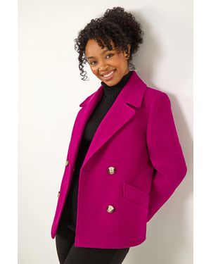 Roman Petite Button Up Collar Coat - Pink