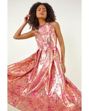 D.u.s.k Metallic Jacquard Midi Dress - Red