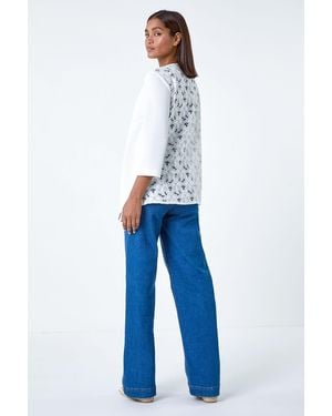 Roman 3/4 Sleeve Lace Back Waterfall Jacket - Blue