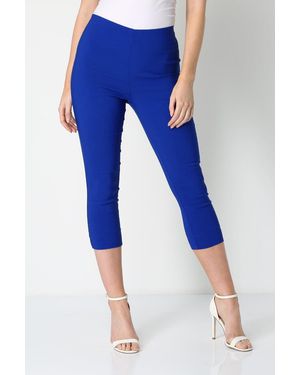 Roman Cropped Stretch Holiday Capri Trousers - Blue