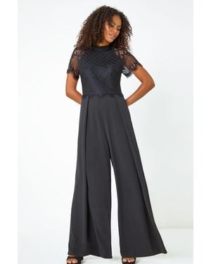 D.u.s.k Lace Bodice Wide Leg Jumpsuit - Blue