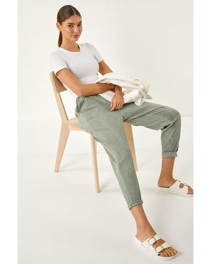 Roman Seam Detail Cropped Stretch Trouser - Green
