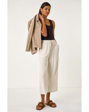 Roman Cropped Linen Mix Trouser - Natural