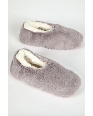 Roman Fluffy Faux Fur Lofty Slippers - Grey