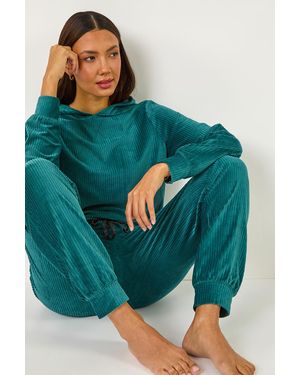 Roman Velour Hoodie Lounge Set - Green