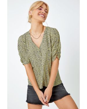 D.u.s.k Ditsy Spot Button Detail Top - Yellow