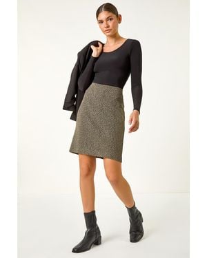 Roman Smart Textured Stretch Skirt - Black