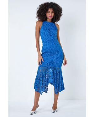 D.u.s.k Sleeveless Stretch Lace Midi Dress - Blue