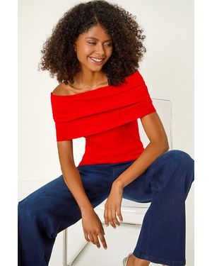 D.u.s.k Bardot Knitted Top - Red