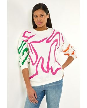 Roman Abstract Print Sweatshirt - Red