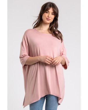 Roman Curve Plain Hanky Hem Top - Pink