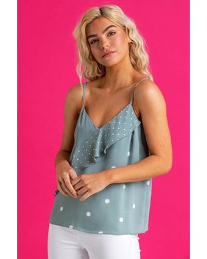 D.u.s.k Frill Detail Spot Print Chiffon Cami Top - Multicolour