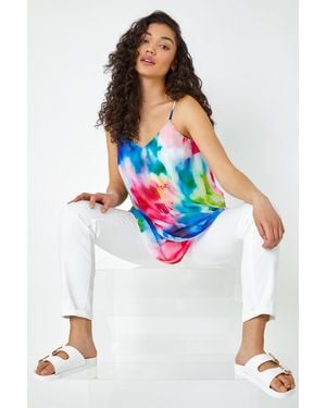 D.u.s.k Abstract Print Double Layer V-Neck Cami Top - White