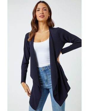 Roman Waterfall Front Knitted Cardigan - Blue