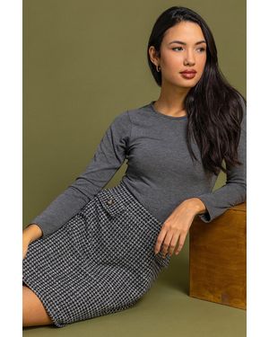 Roman Houndstooth Pocket Mini Skirt - Grey