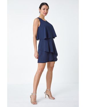 Roman Textured Tiered Playsuit - Blue