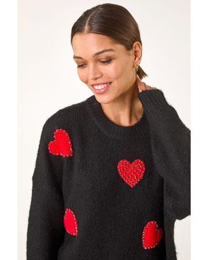 Roman Heart Detail Knit Jumper - Red