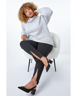 Roman Curve Split Hem Stretch Trouser - Grey