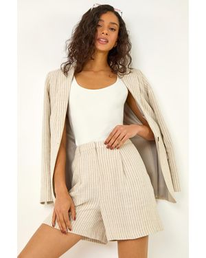 D.u.s.k Stripe Linen Blend Tailored Pocket Shorts - White