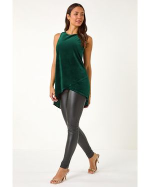 Roman Velvet Layered Cross Over Top - Green