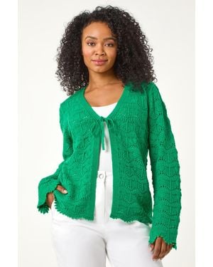 Roman Petite Knitted Tie Cardigan - Green