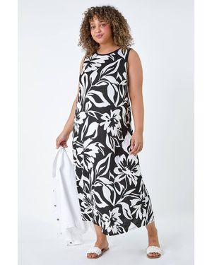 Roman Curve Roman Originals Curve Floral Print Stretch Maxi Dress - White